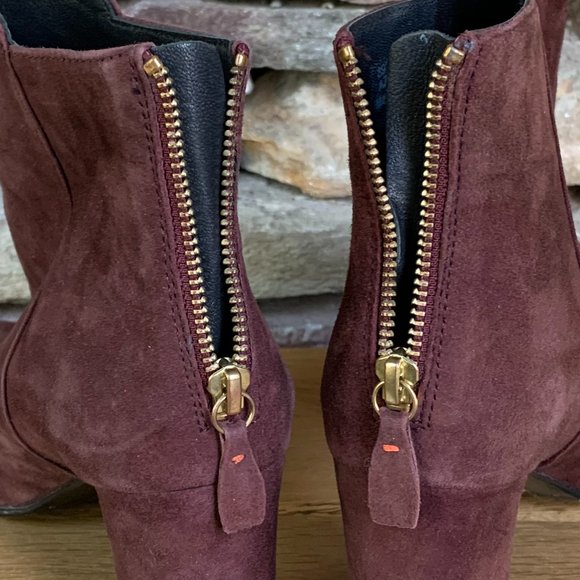 Boden Suede Ankle Boots Block Heel Back Zip Sz 40 Booties 3" India - Picture 13 of 13